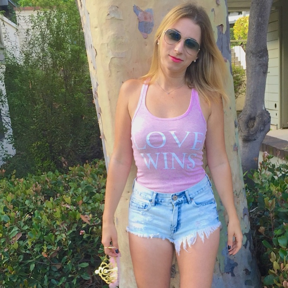 LOVE WINS ribbed tank top